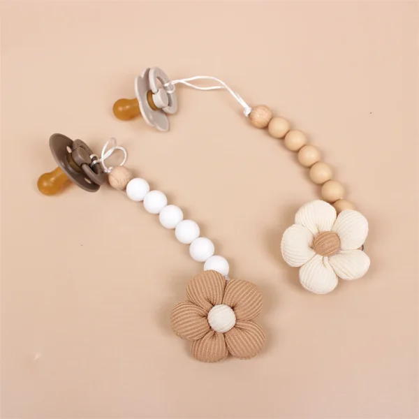 Flower Baby Pacifier Clip Chain Newborn Dummy Nipple Holder Clips BPA Free Cotton Teething Toys Soother Pendant Holder - Image 2