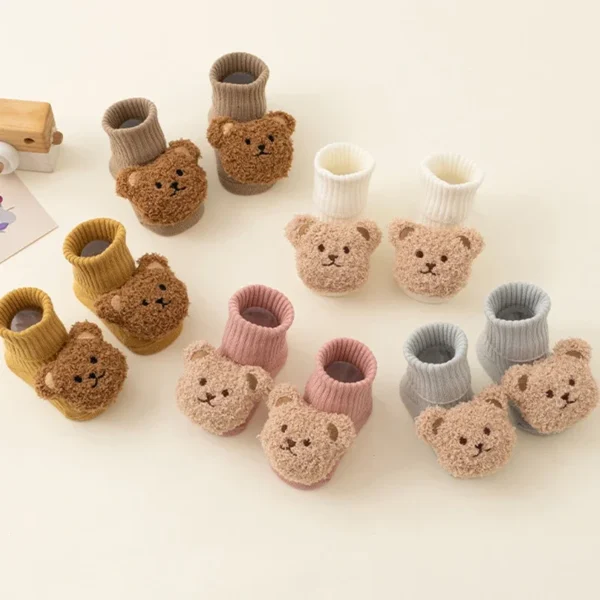 Cute Cartoon Bear Baby Socks for Boy Girl Winter Soft Cotton Anti Slip Soled Newborn Toddler Sock Kids Thicken Socken Warm Socks - Image 2