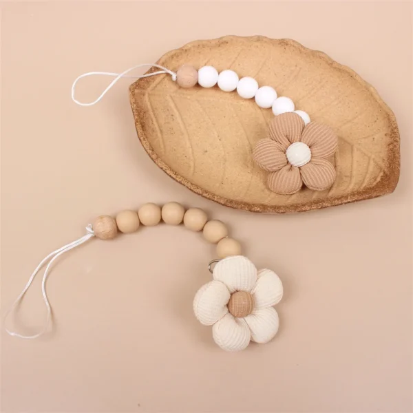 Flower Baby Pacifier Clip Chain Newborn Dummy Nipple Holder Clips BPA Free Cotton Teething Toys Soother Pendant Holder - Image 3