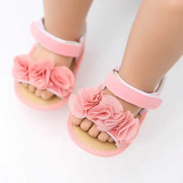 Baywell Summer Fashion Infant Soft-soled Non-slip Shoes Newborn Baby Girls Flower Lace Sandals 0-18 months - Image 2