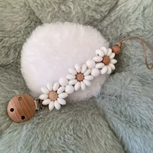 Bebe Silicone Pacifier Clip Holder - Cute Dummy Clip for Baby Girl, Reborn Infant Safe Chewable Teether Daisy Teething Toy