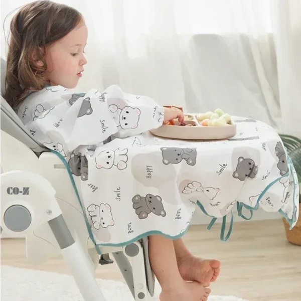 Coverall Baby Feeding Bibs Baby Bibs Attaches To Highchair and Table Long Sleeve Cartoon Bib for 6 Month To 5 Years Old Infants - Image 2