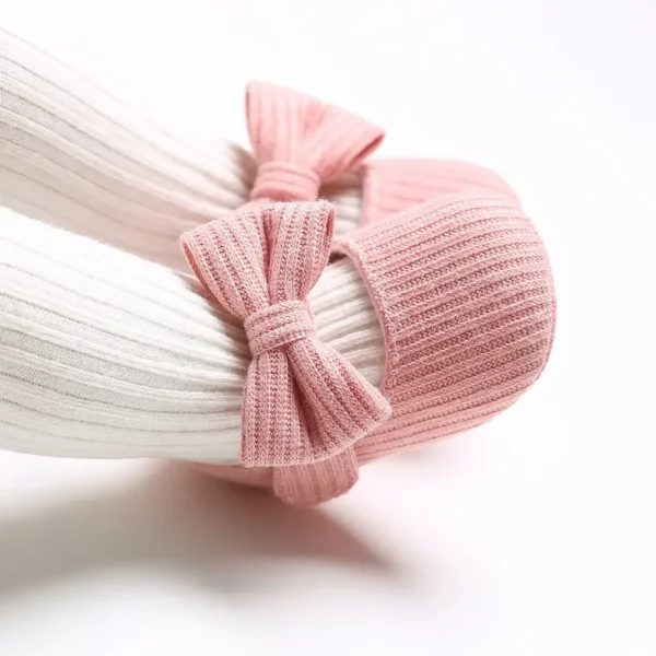 0-1 Year Baby Girl Soft Sole Shoes Infant Toddler Knitted Cute Shoes Little Girl Bow First Walkers One Year Old Baby Girl Shoes - Image 4