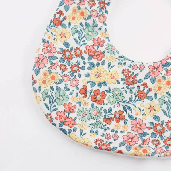 Flower Print Baby Bib Stuff Cotton Adjustable Snap Bandana Scarf for Kids Newborn Boys Girls Feeding Saliva Towel Burp Cloth - Image 3