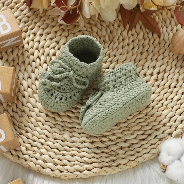 Handmade Knitted Baby Boys Girls First Walkers 0-1Y Pure Color Newborn Unisex Soft Bottom Cotton Shoes Anti-Slip Toddler Sneaker - Image 4