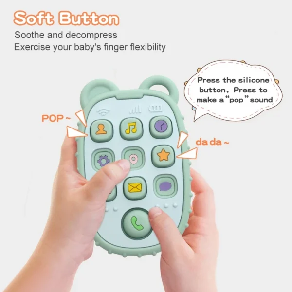 Baby BPA Free Silicone Teether Toys Bear Mobile Phone Remote Control Shape Teether Kids Sensory Soothing Toys for Babies Gifts - Image 4
