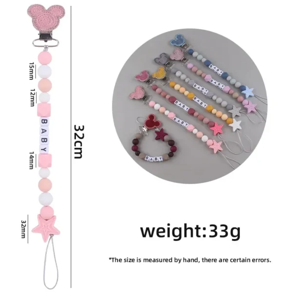 Customizable Personalized Name Baby Cartoon Pacifier Clips Chains Silicone Beads Newborn Accessories Teething Toys Chew Gifts - Image 5