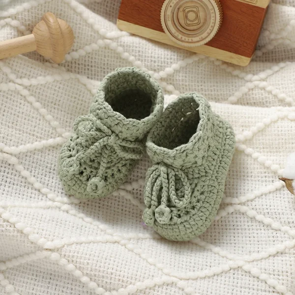 Handmade Knitted Baby Boys Girls First Walkers 0-1Y Pure Color Newborn Unisex Soft Bottom Cotton Shoes Anti-Slip Toddler Sneaker - Image 5