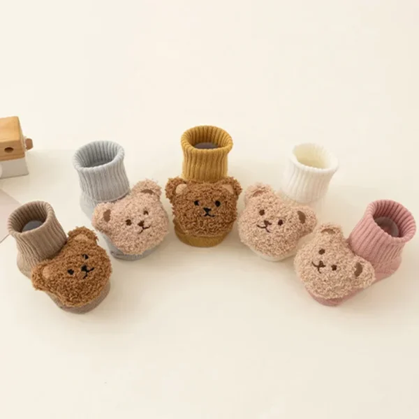 Cute Cartoon Bear Baby Socks for Boy Girl Winter Soft Cotton Anti Slip Soled Newborn Toddler Sock Kids Thicken Socken Warm Socks - Image 3