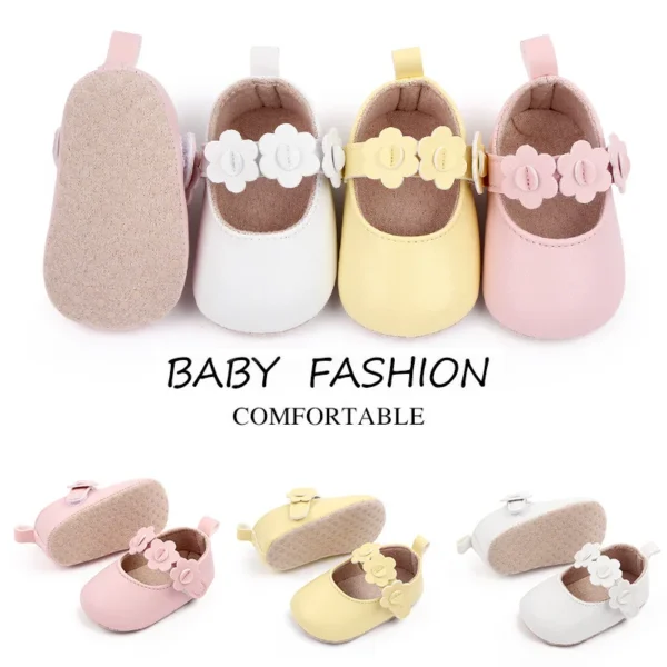 0-2 Years Baby Girls PU Leather Shoes Spring Autumn Flower Infant Toddler Little Girl First Walkers Newborn Crib Shoes - Image 2