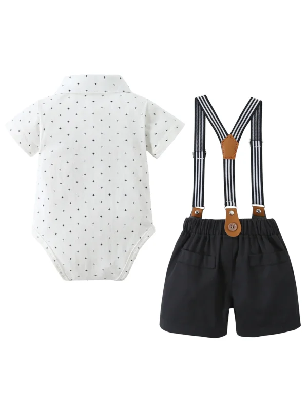 Infant Baby Boy Clothes Gentleman Outfits Suits Summer Short Sleeve Bowtie Bodysuit Shirts + Suspender Shorts - Image 4