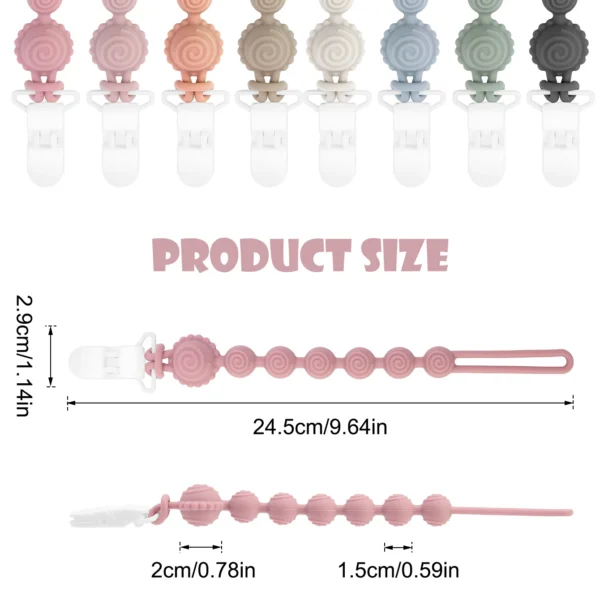Color Kids 1PCS Baby Anti-drop Pacifier Clip Silicone Pacifiers Chain Infant Nipple Soother Chain Clips Dummy Holder Nipple Clip - Image 4